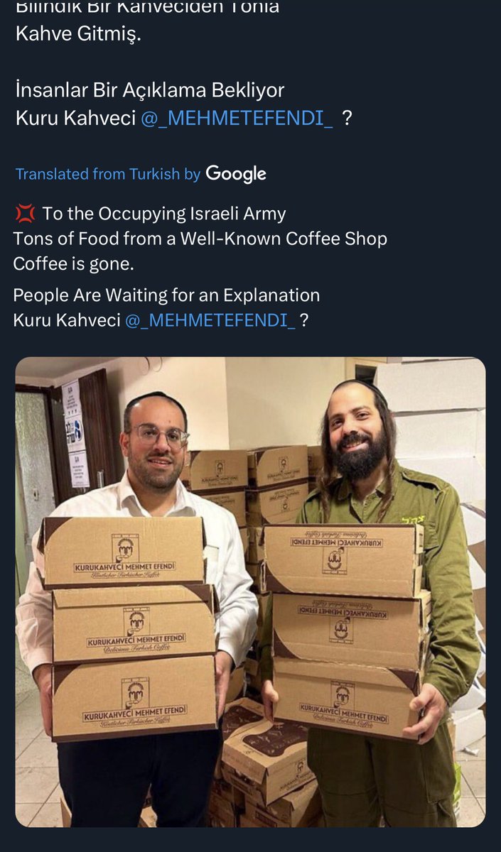 Eyaaaad's tweet photo. فضيحة تطال أشهر منتج قهوة في تركيا ومسائلات لأصحاب العلامة التجارية التي قيل أنها أرسلت أطنان من ا��قهوة لجنود الاحتلال. https://t.co/FGq6ClZ1Ca