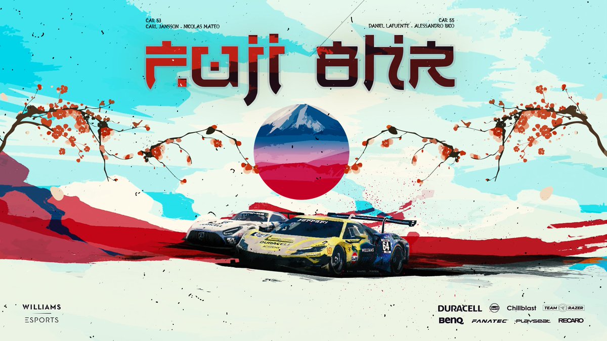 This weekend, we're back for the 2023 Fuji 8h! 🇯🇵🌺

Our last <a href="/iRacing/">iRacing</a> special event of the year and the team are looking forward to sending the season off well!

Racing starts from 12:00 UK tomorrow! 

📺 LIVE on twitch.tv/williamsesports 

#WilliamsEsports #Simracing #iracing