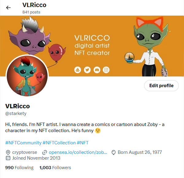 starkety's tweet photo. Subscribe to the NFT collection X-page about Zoby the alien and his friends π @starkety
#ZobyTheAlien #NFT #NFTCollection #NFTcollectibles https://t.co/WArhTscFNf