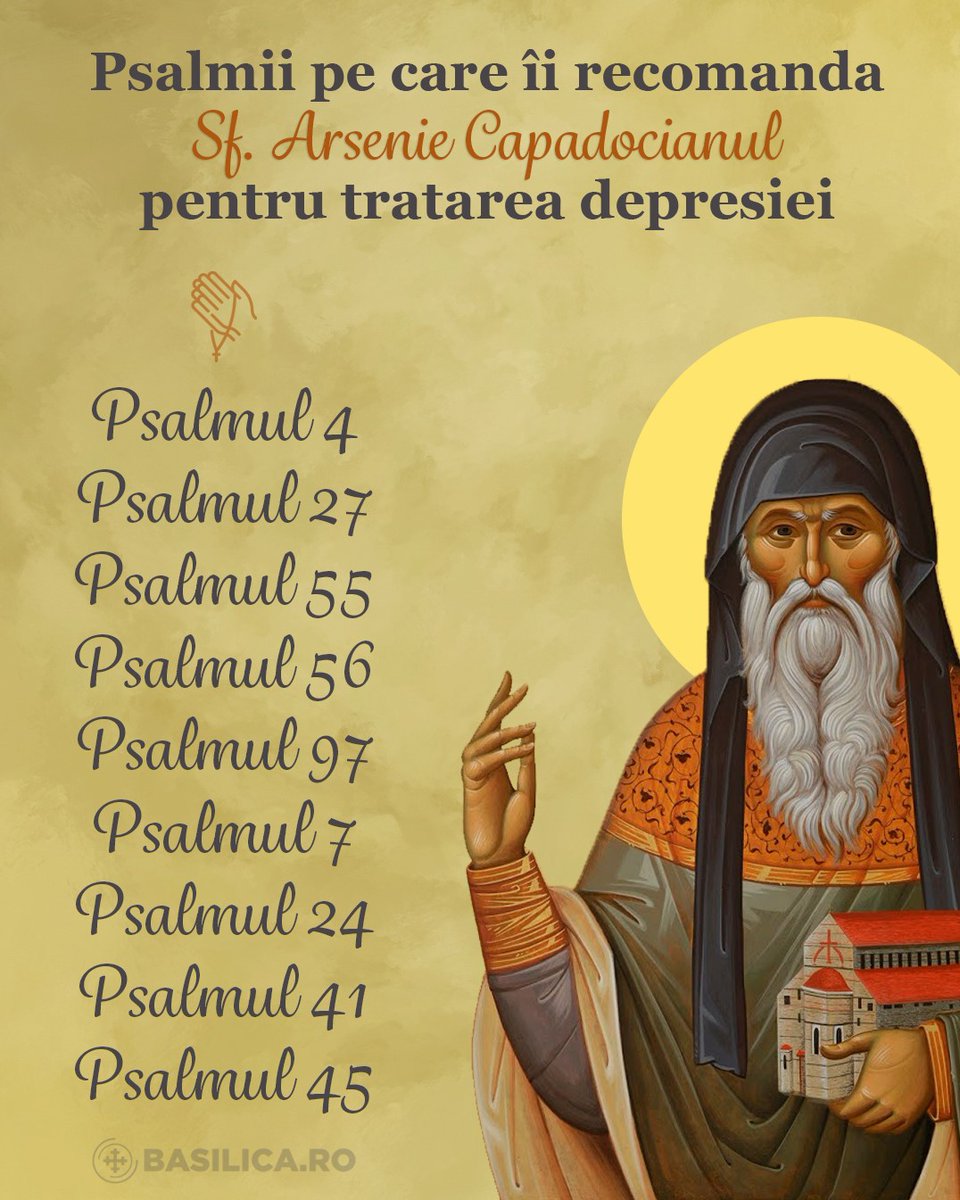 AgentiaBasilica's tweet photo. Vă încurajăm să citiți psalmii recomandați de Sf. Arsenie Capadocianul, sărbătorit în 10 noiembrie, atunci când vă simțiți întristați. https://t.co/VW4USqC6Lk