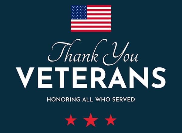 From all of our staff and students we would like to thank all men and women currently serving or those that have served our great nation!