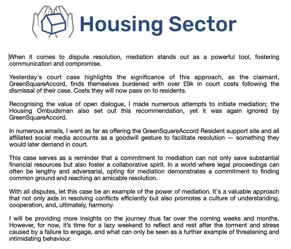 #DisputeResolution #LegalInsights #ResolutionRevolution #ConflictResolution #FairHousing #LegalJourney #CommunityHarmony #MediationSuccess #CourtCosts #ThankYouForSupport #LegalSupport #FindingCommonGround #AmicableResolution #Cooperation