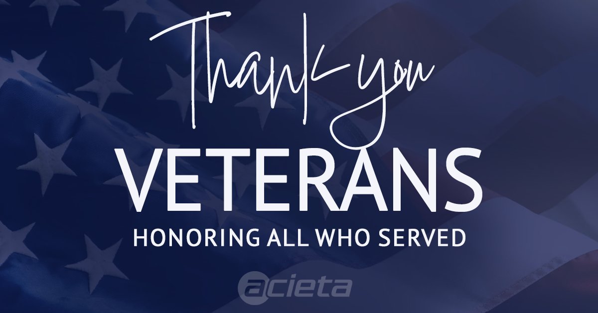 With heartfelt gratitude this Veterans  Day, we express our thanks to all who have served, and extend a special  acknowledgment to our veterans at Acieta. Thank you. 

#veteransday #veteransday2023 #thankyouforyourservice #gratitude