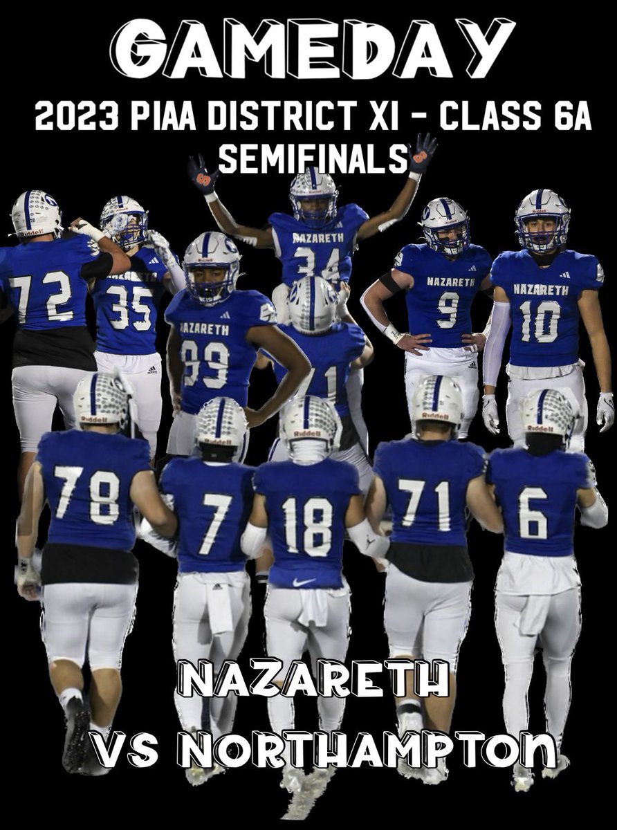 RISE AND SHINE NAZARETH!! Come out for some FRIDAY LIGHT NIGHTS tonight!! Last home game of the season. Nazareth takes on Northampton to see who goes on to the Championship game. LET’S PACK THE STANDS AND GET LOUD!! 🔵🦅🏈💪🏼💪🏼 @NASD712Director @NazPrinMrB @NazarethTD