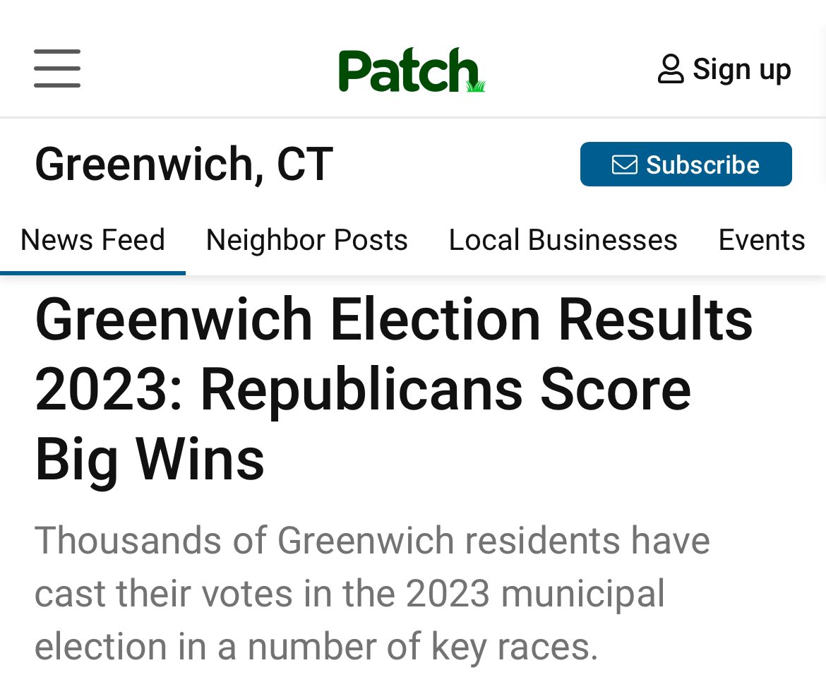 Congrats to <a href="/fcamillo/">Fred Camillo 🇺🇸</a> , <a href="/rabin4selectman/">Lauren Rabin</a> , Jackie Budkins, Heather Smeriglio &amp; all of our Row B candidates. The Republican BET, facing a tough race, also got over the finish line. Thank you Greenwich! 

Time to come together now and serve.