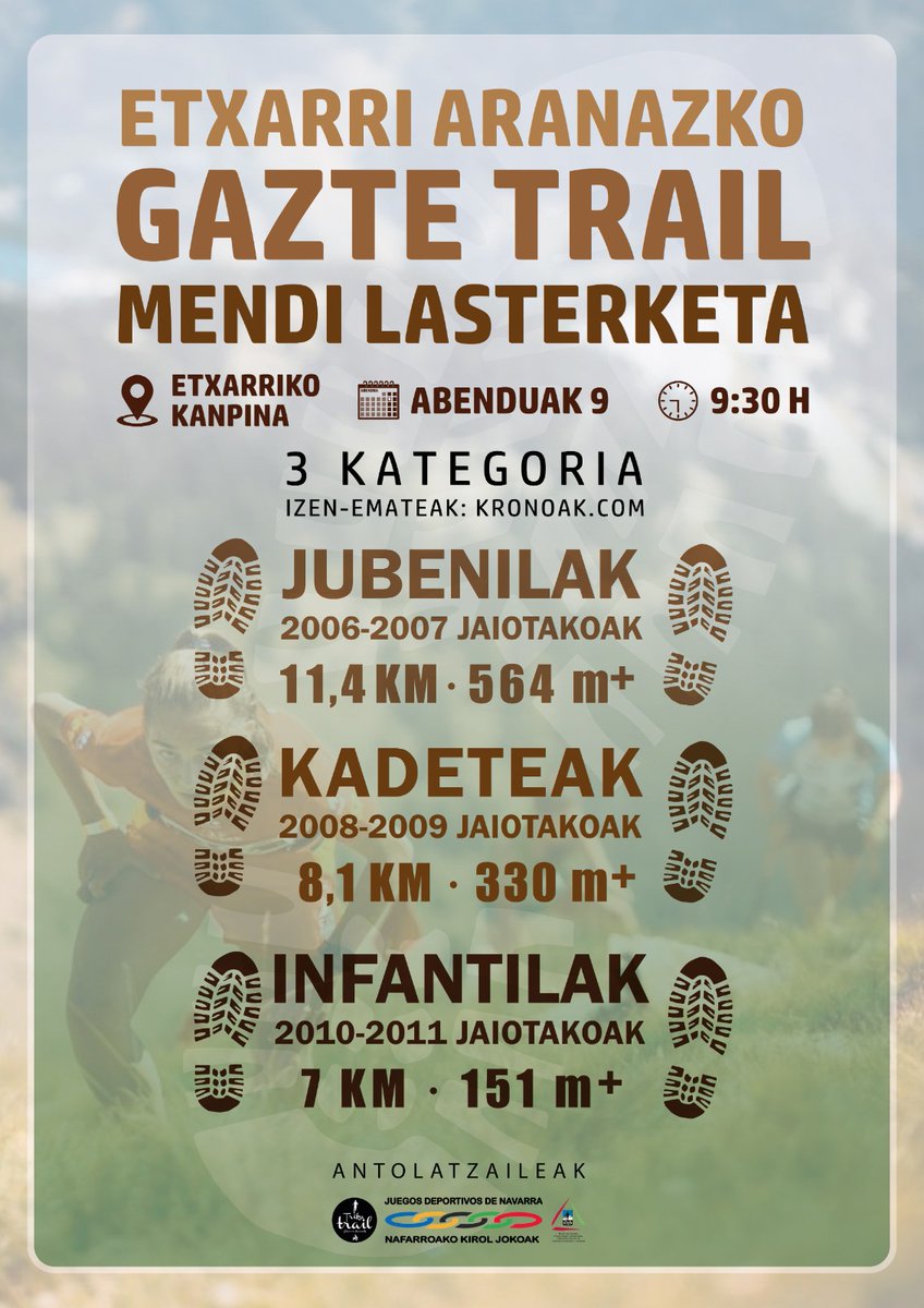 📣 Nafarroako Kirol Jokoen 2. lasterketa:

🏃 Nafarra bazara, izen ematea zure klubaren bitartez info@mendinavarra.com era (7 euro Nafarroako Kirol Jokoen jarduera guztientzat - MEKNF).

✍️ Hemen ere eman dezakezu izena: kronoak.com/eu

#Mendinavarra #etxarriaranatz