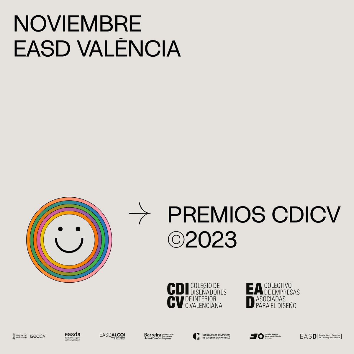 #PREMIOSCDICV2023

XII edición de los #PremiosCDICV dirigidos a los jóvenes diseñadores de las Escuelas de Diseño CV que este año presentan su TFG.

Entrega e inauguración exposición
Jueves 30 de noviembre las 19:00h en EASD València

+info: cdicv.com/convocatoria-p…