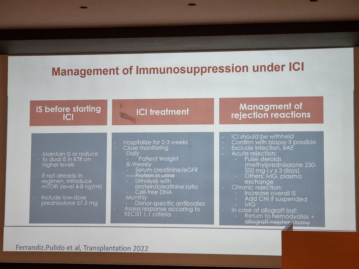 An incredibly useful reference slide. Recommendations on management of IS in transplant recipients undergoing immune checkpoint inhibition, published by SCOPE last year.