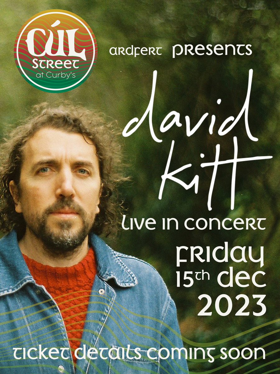 Cul_Street's tweet photo. Cúl Street is excited to announce that we will have David Kitt, a legendary totem of Irish alternative music, come to perform for us on Friday 15th Dec 2023! Ticket information to follow next week. Keep your 👀 on our social channels for more! @David_Kitt https://t.co/cnt0ghYjsE