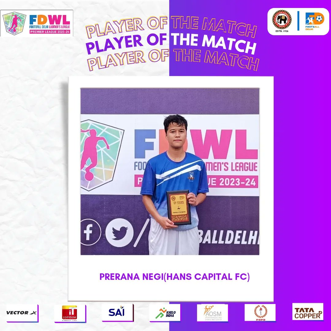 FootballDelhi's tweet photo. DEADLOCK โ
FT| FFC 0๏ธโฃ-0๏ธโฃ HCFC
Prerana Negi from Hans Capital FC wins the Player Of The Match Award ๐
#FDWPL #FootballDelhi https://t.co/BHfjjx0q5q