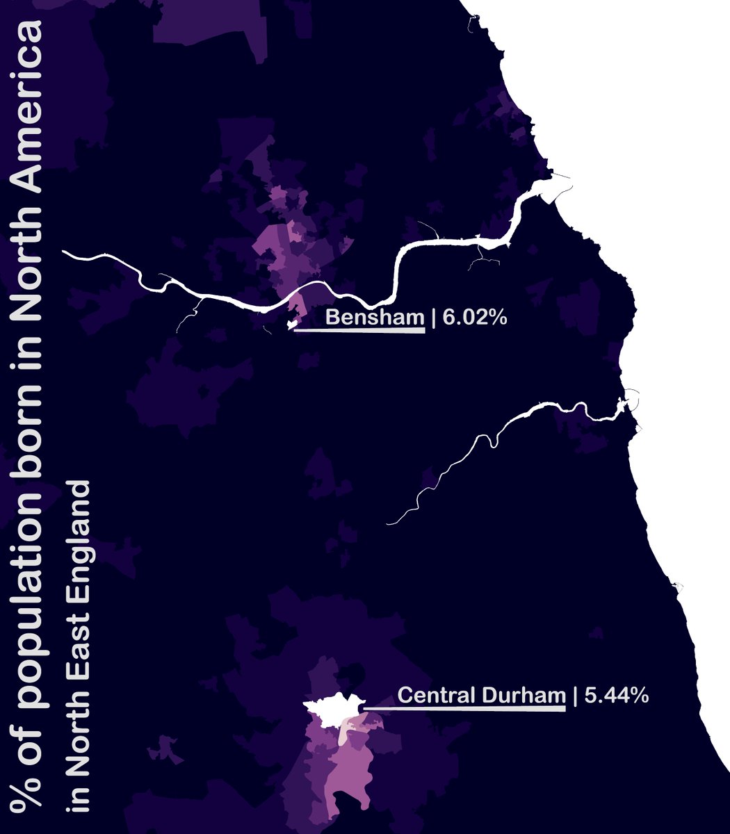Jess Hepburn (@jesswhomaps) on Twitter photo Percentage of population across North East England born in North America according to <a href="/ONS/">Office for National Statistics (ONS)</a> census data. 👶📊
Central Durham and Bensham in Gateshead, have the highest values.
#30daymapchallenge | Day 10 - North America Percentage of population across North East England born in North America according to <a href="/ONS/">Office for National Statistics (ONS)</a> census data. 👶📊
Central Durham and Bensham in Gateshead, have the highest values.
#30daymapchallenge | Day 10 - North America
