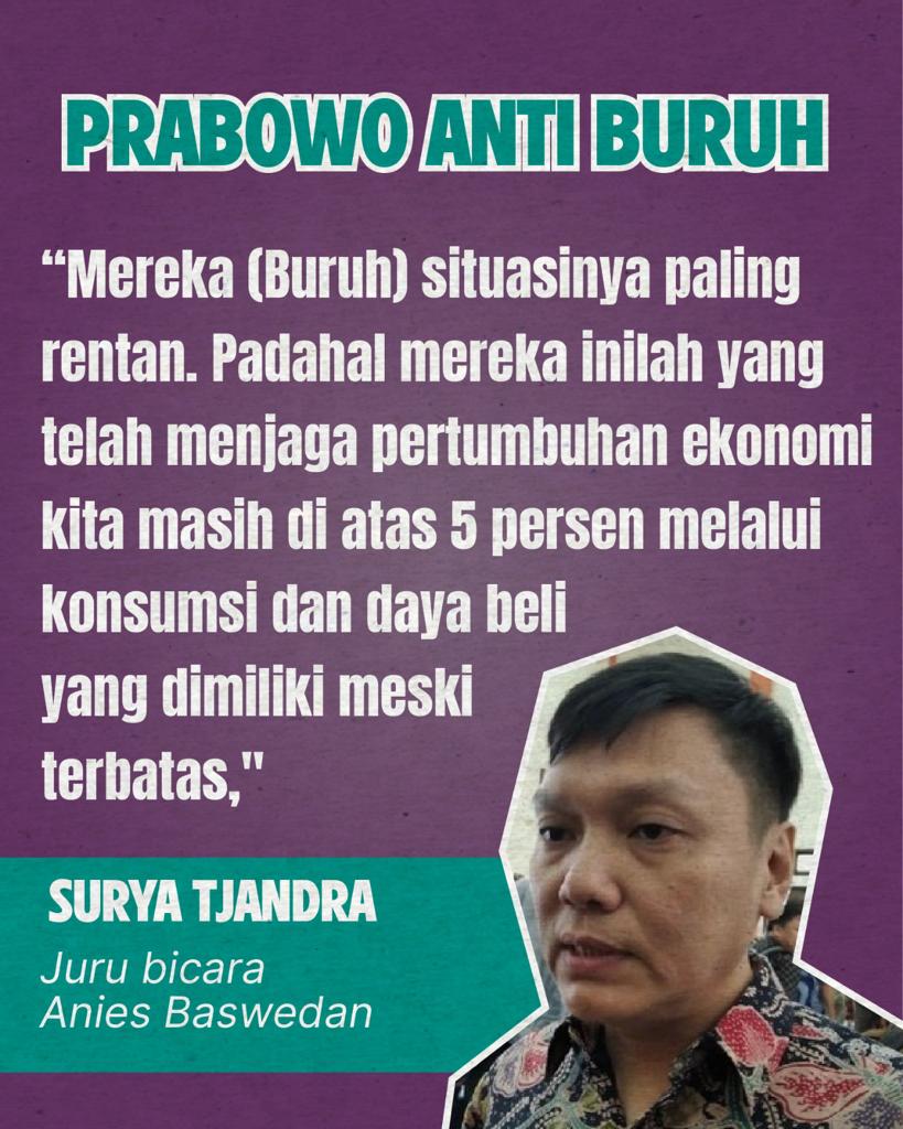 yuliahartati's tweet photo. Prabowo Anti Buruh ternyata. Harusnya Prabowo sadar dan mengetahui bahwa buruh lah yang membuat ekonomi di sini brrputar https://t.co/cddRFfK4CR