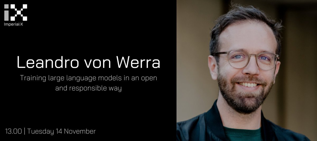 ImperialX_AI's tweet image. We are excited to be joined by @lvwerra for our next @ImperialX_AI seminar presenting on '#BigCode – Training large #languagemodels in an open and responsible way'
🕐 13.00 (GMT)
📅 14 Nov
📍 Online
Find out more below ⬇️
imperial.ac.uk/events/168491/…
@ImperialBiz @ImperialDSI