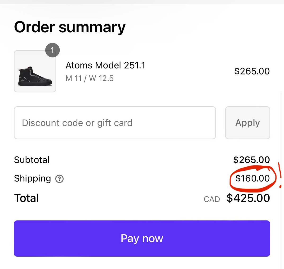 VishalSheth83's tweet photo. Really want to grab a pair of @MKBHD's 251.1s but that shipping/customs cost to Canada is out of this world! @Atoms https://t.co/caLI5sG22d