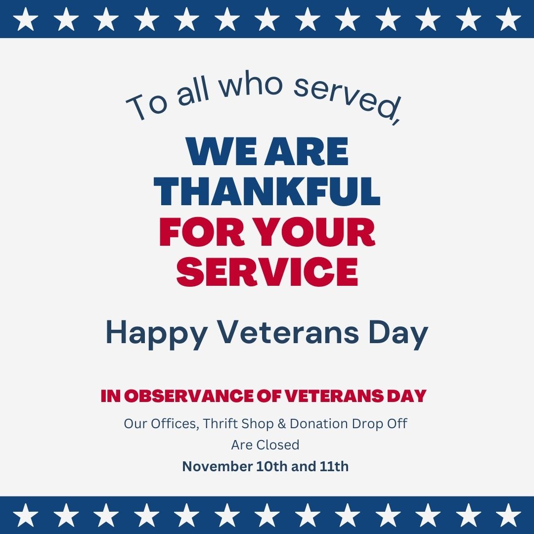 Happy Veterans Day to all who served. The Needham Community Council and Council Thrift are closed on November 10th and 11th.  

#ThankYouVeterans 
#VeteransDay 
#Gratitude 
#Service 
#Honor 
#Community