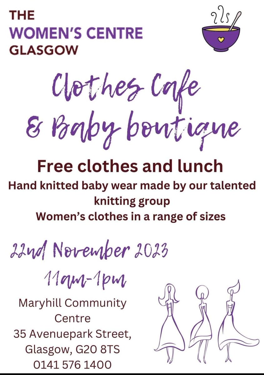 Forthcoming Clothes Cafe and Baby Boutique up the road at the Community Centre, by The WOMEN'S CENTRE, and lunch too!