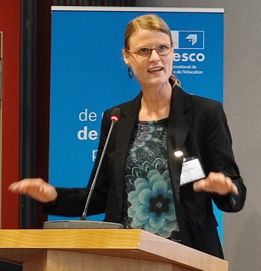 LuliCardini's tweet photo. At @IIEP_UNESCO presenting the work of  @IIPEUNESCO_BA on our Education Policy Network and Communities of Practice; and how these tools can enhance south to south cooperation. https://t.co/1v3xGGs9i2