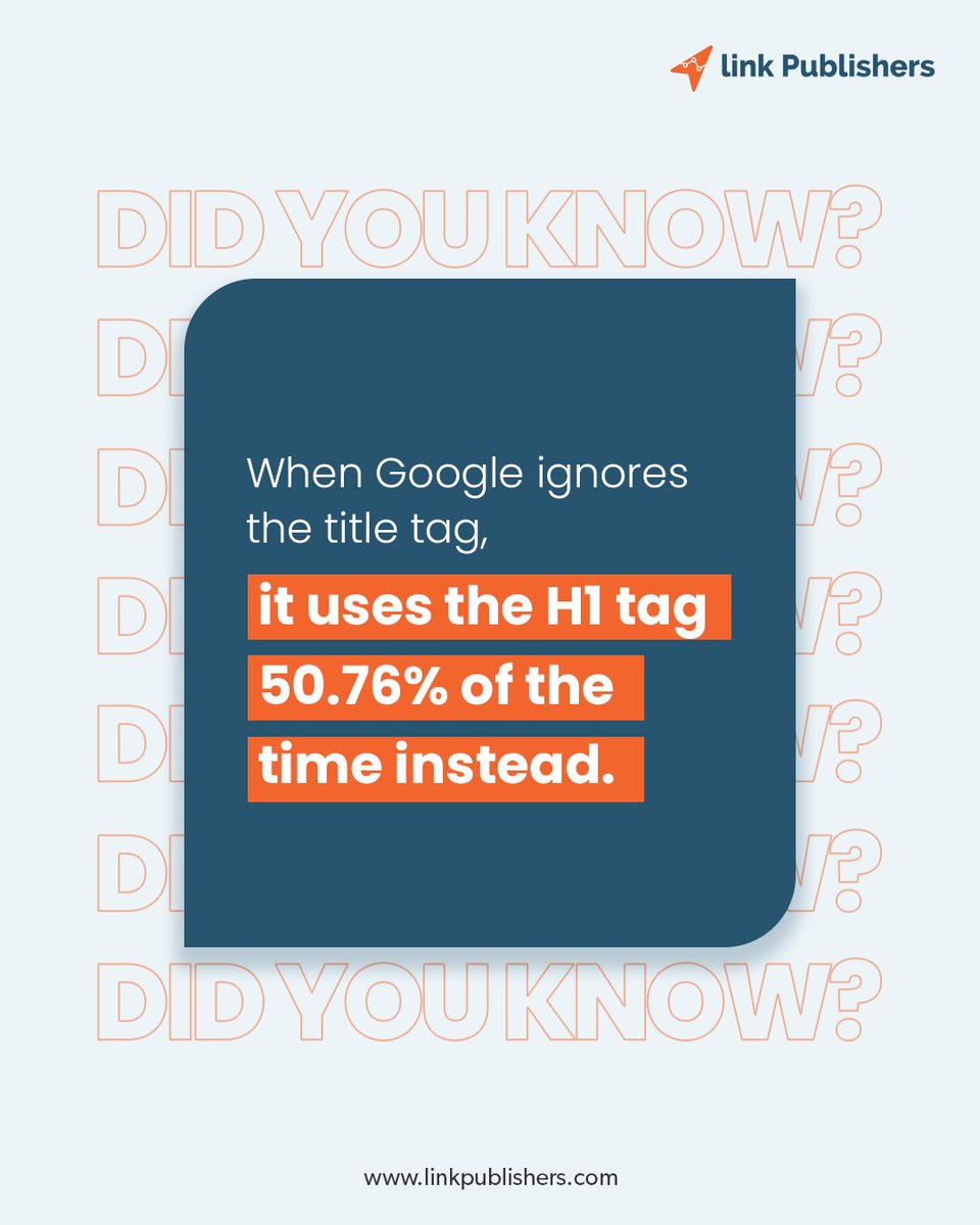 Link_Publishers's tweet image. Dropping some SEO knowledge when Google changes the rule, H1 takes the lead.

#seostrategy #googlealgorithm #h1tag #searchengineoptimization #seoupdates #digitalmarketingtips #contentoptimization #SERPrankings #seotactics #keywordresearch #algorithmchanges #SEOInsights #seotrends