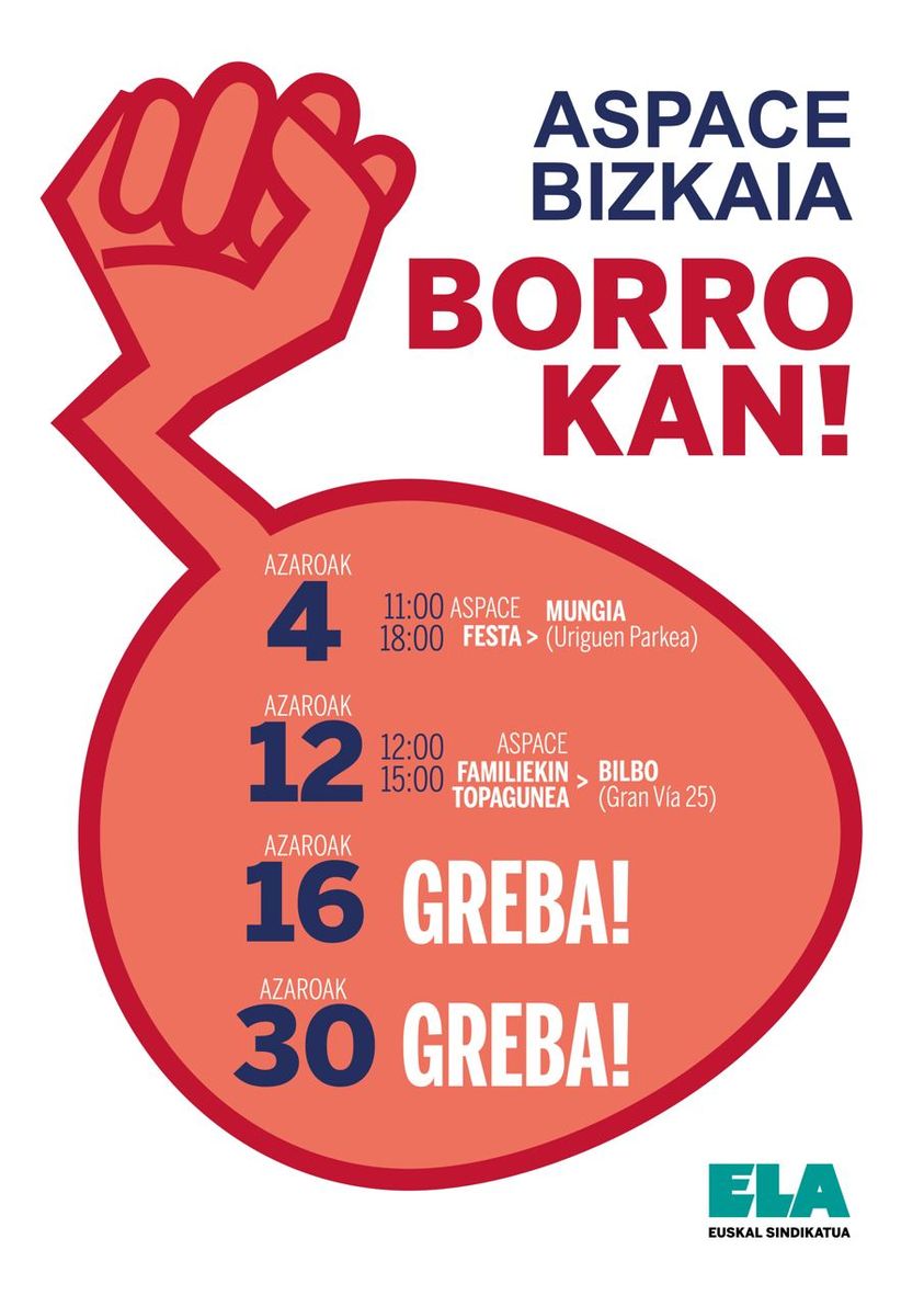 ELA_Sindikatua's tweet photo. ➡️ASPACE BIZKAIAko langileek familiekin topaketa bat antolatu dute eta azaroaren 4an egitekoa zen festa ere egingo da
🗓️Igandea, azaroak 12 noviembre
#AspaceBorrokan
*
➡️Las trabajadoras de ASPACE BIZKAIA han organizado un encuentro con las familias👇🏾 https://t.co/qZyin94KE7