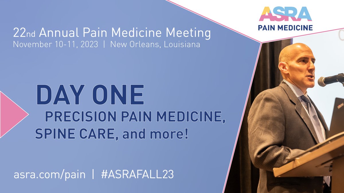 Welcome to Day 1 of #ASRAFALL23! Here's a preview of what's in store for @PSRDoctor's program: 🧠Brain Spine Interface 🍷Welcome #Networking Reception 👥Resident/Fellow Meet & Greet ➡️And way more! See you there! P.S. You can still register at asra.com/pain!