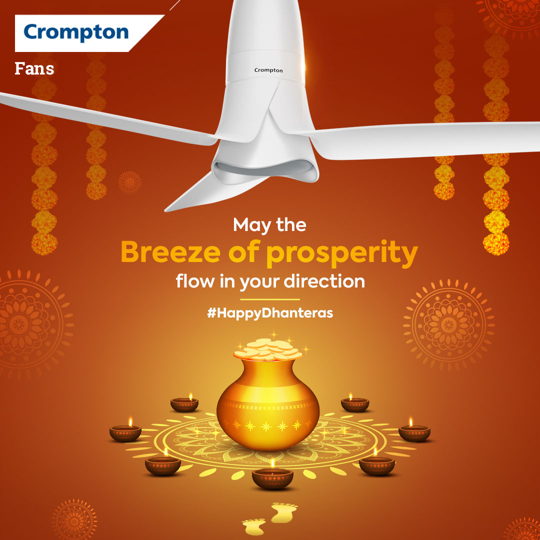Spinning prosperity and cool vibes this Dhanteras! May the gentle breeze of success and fortune fill your home💥

#HappyDhanteras #Dhanteras #CromptonFans #CeilingFans #FestiveSeason #Prosperity #FestiveVibes #Dhanteras2023 #FestiveSeason