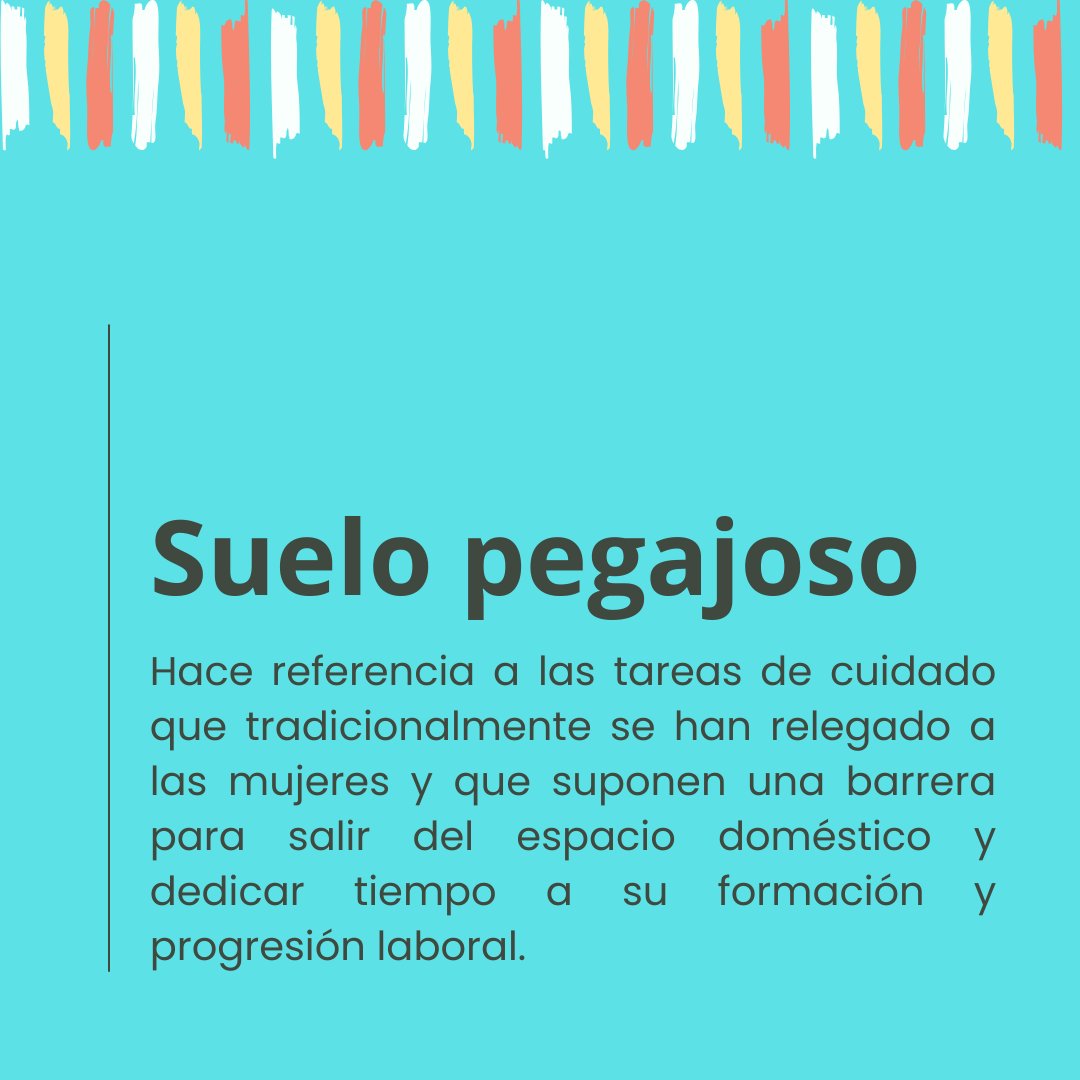 dardoentitular's tweet photo. ¿Conoces la expresión "#suelopegajoso"? 🆕👀

Obliga a muchas mujeres a abandonar sus puestos de trabajo o reducir sus jornadas laborales ante la imposibilidad de compaginarlo con las responsabilidades familiares y domésticas.

#viernesdevocabulario #glosariofeminista https://t.co/DaK2qlUIWT