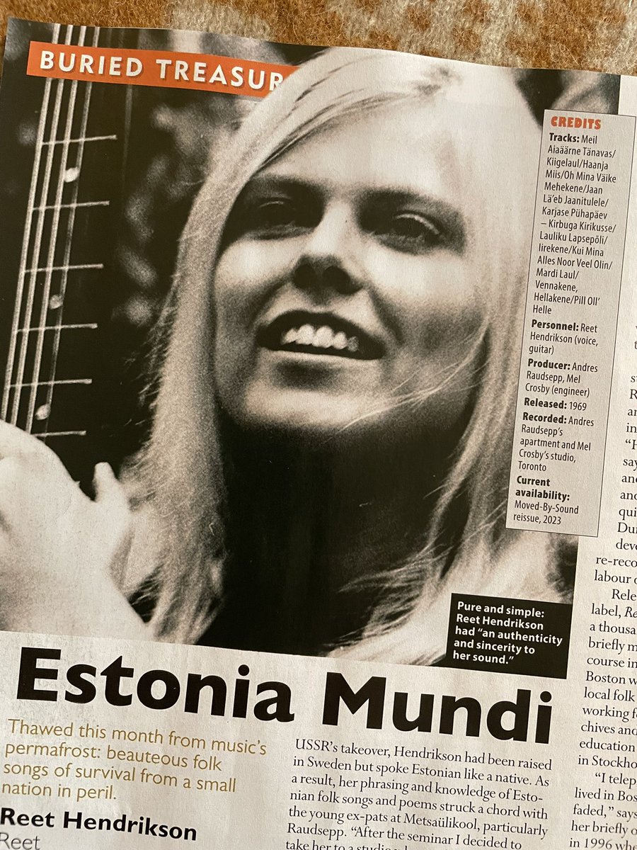 Andr6wMale's tweet photo. Always love writing for @MOJOmagazine. No big features this month but a joy to immerse myself in the expanded reissue of Bryan Ferry’s Mamouna and @MovedSound’s reissue of Reet Hendrikson’s sole release, a sweetly melancholy 1969 collection of Estonian folk songs. https://t.co/TpnbrgT5by