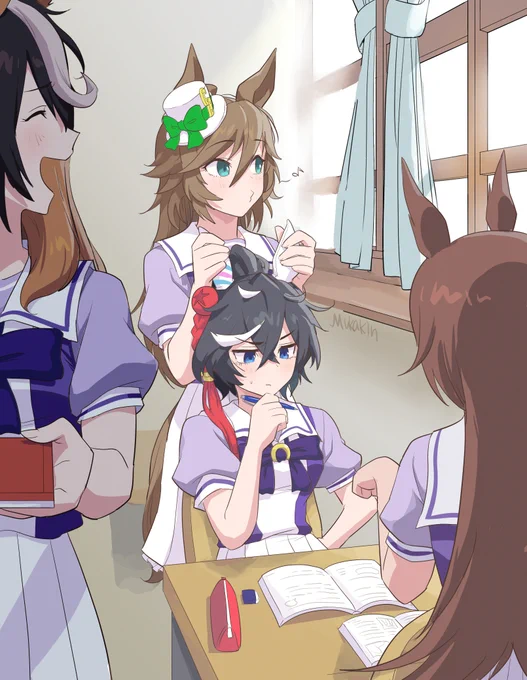 【ウマ娘】「トレセンの休み時間in教室」  昭和組。全員じゃないけど(入りきらなかった) シビエス、ルドシリすきだぜ #ウマ娘