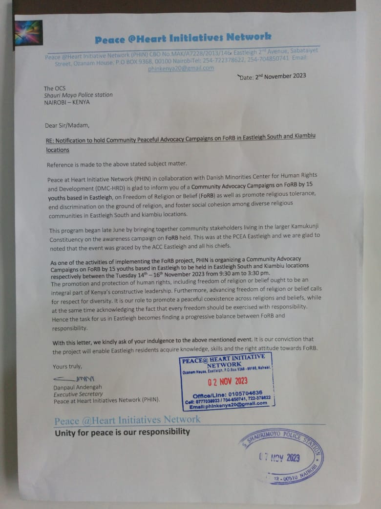 DMCHRD_FoRBKe's tweet photo. How can we justify #Community4FoRB if we don't hold our peaceful community advocacy campaigns on Freedom of Religion or Belief.
As per the Constitution of Kenya Act 37 @PHINKenya submitted the notifications to the authorities for 14th - 16th March✊🏽 https://t.co/6lOgxe21dV