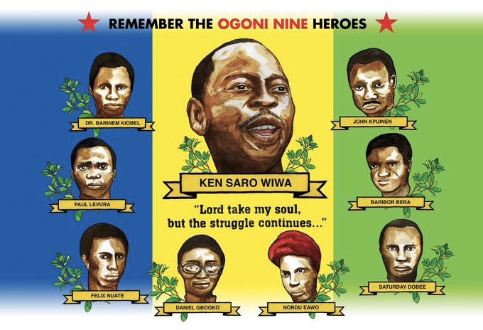 sammyalfred7's tweet photo. Remembering the Ogoni 9 ! Their spirit lives on and continue to inspire us towards economic freedom in our lifetime.  Àse https://t.co/xBy3HD0Oh5