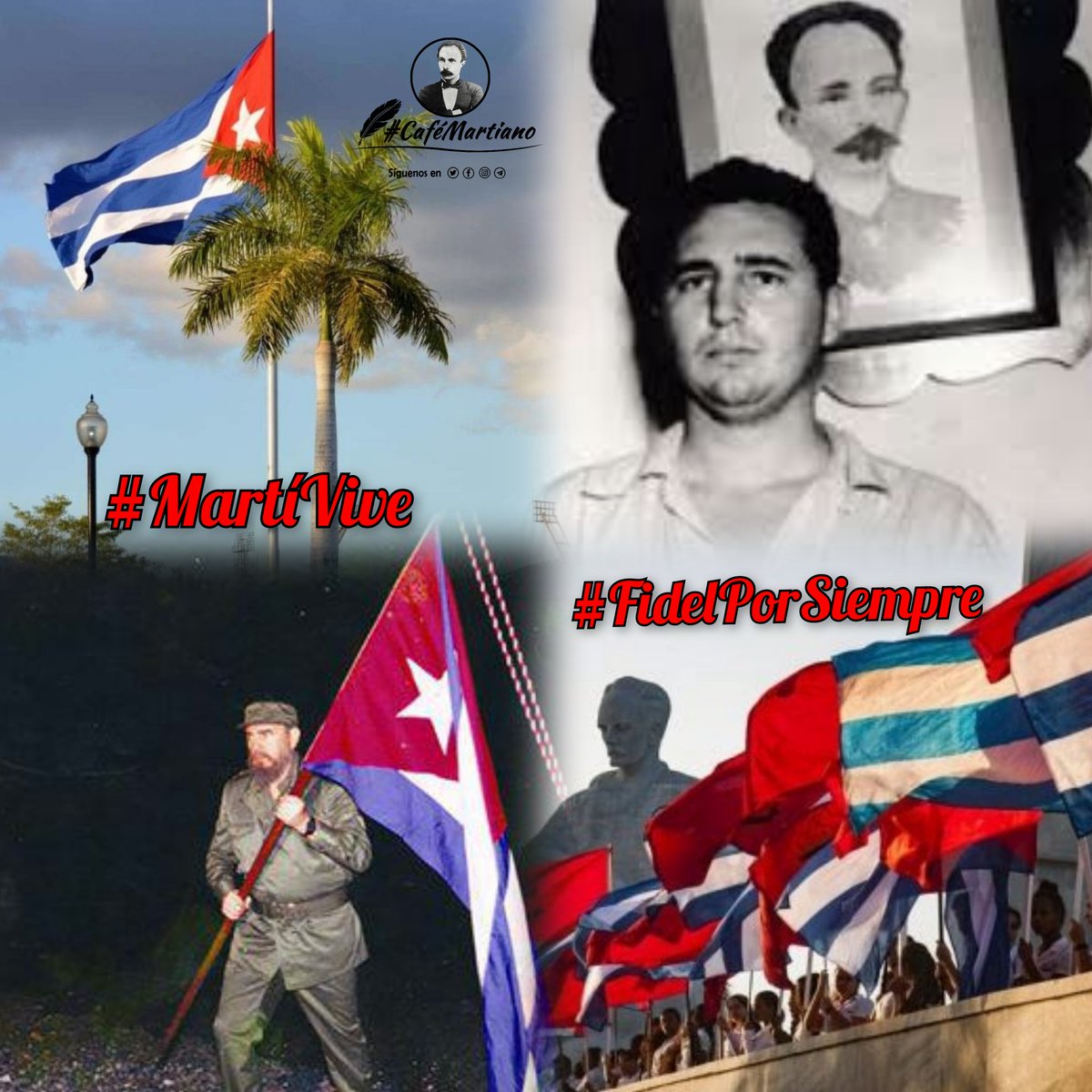 <a href="/cafemartiano/">❤️Café Martiano 🇨🇺</a> <a href="/DiazCanelB/">Miguel Díaz-Canel Bermúdez</a> <a href="/DrRobertoMOjeda/">Dr. Roberto Morales Ojeda</a> <a href="/InesMChapman/">Inés María Chapman Waugh</a> <a href="/PartidoPCC/">Partido Comunista de Cuba</a> <a href="/TeresaBoue/">@SecGFMC</a> <a href="/FMC_Cuba/">FMC de Cuba</a> <a href="/GHNordelo5/">Gerardo Hdez. Nordelo</a> <a href="/cdr_cuba/">CDR de Cuba</a> <a href="/EVilluendasC/">Enrique Villuendas</a> <a href="/agnes_becerra/">Agnes Becerra</a> #CaféMartiano
“¡Tú, Martí, no fuiste jamás vencido el día que caíste en Dos Ríos!, y por ustedes,por su ejemplo, por su muerte, hoy hay millones de cubanos dispuestos a seguir el ejemplo, dispuestos a defender las ideas, y dispuestos a morir, igual que hicieron ustedes..." #Fidel