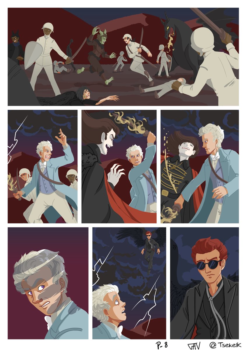 TsekelK's tweet photo. Pages 8 and 9.
Finally here ! Sorry for the wait. I'm so happy to see Crowley coming ! Hope you like it too ! 
Give me your impressions !
#GoodOmensFanArt #GoodOmens #michaelsheen #Davidtennant #ineffablehusbands #Goodomensfanfiction #Aziraphale #Crowley https://t.co/dmySEUF1Z7