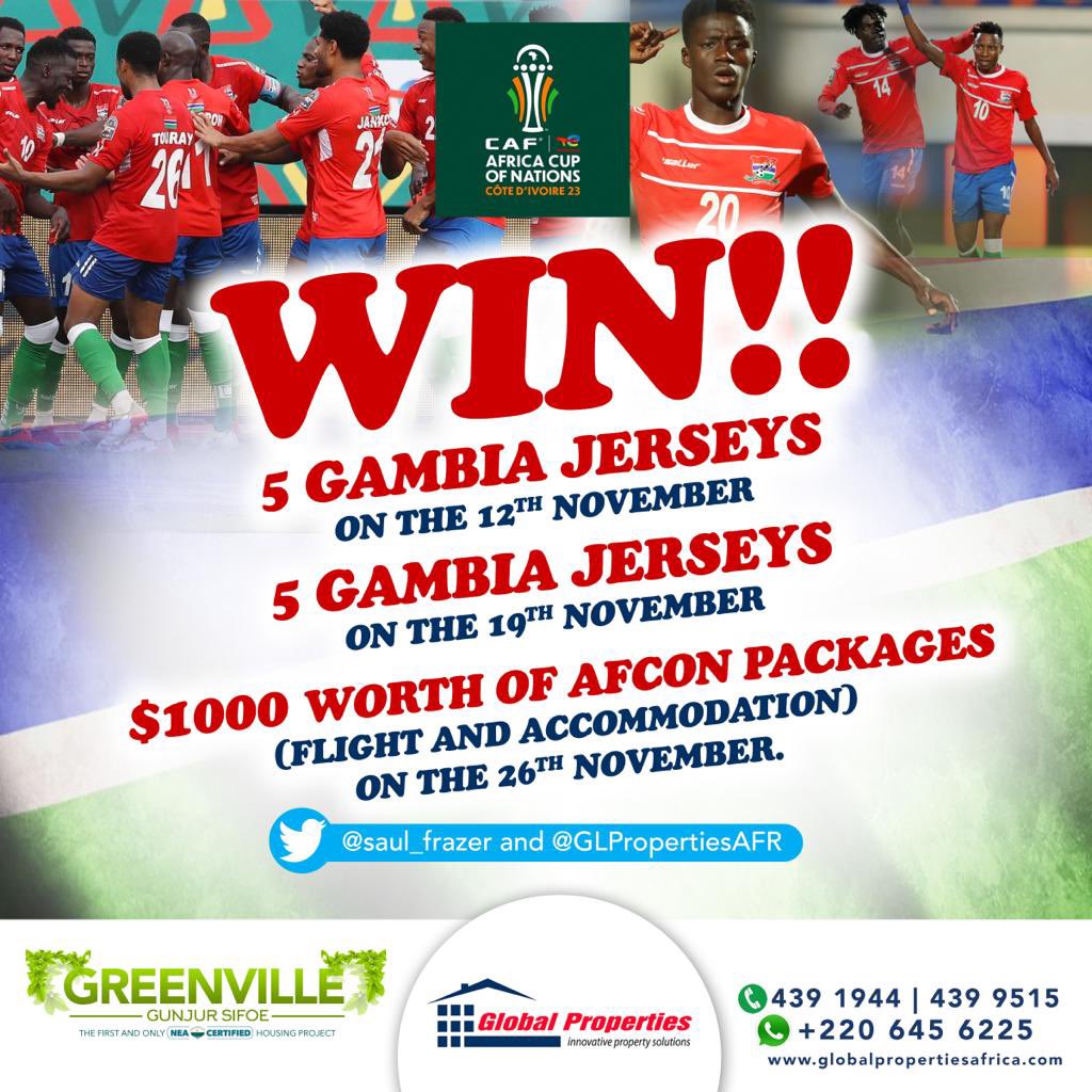 Nieces and Nephews, to win: 

-You have to be following me and <a href="/GLPropertiesAFR/">GLPropertiesAFR</a>, like and QRt this.

-Attach this flier telling us about the first time you heard of #GlobalProperties and what got your attention. 

-Mention 5 people to do the same. 

#SaulFRAZER #Akwaba #Afcon23