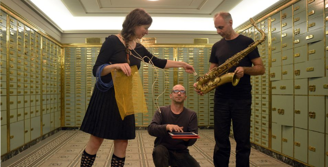 privatelektro's tweet photo. @Marek_Brandt_LE @JenaKultur Leipzig trio #Radiolux teaming up with Albrecht Brandt . playing together in #Jena in the great #Trafo venue. saturday 11. 11.  8pm https://t.co/xKHP9Cw6lv