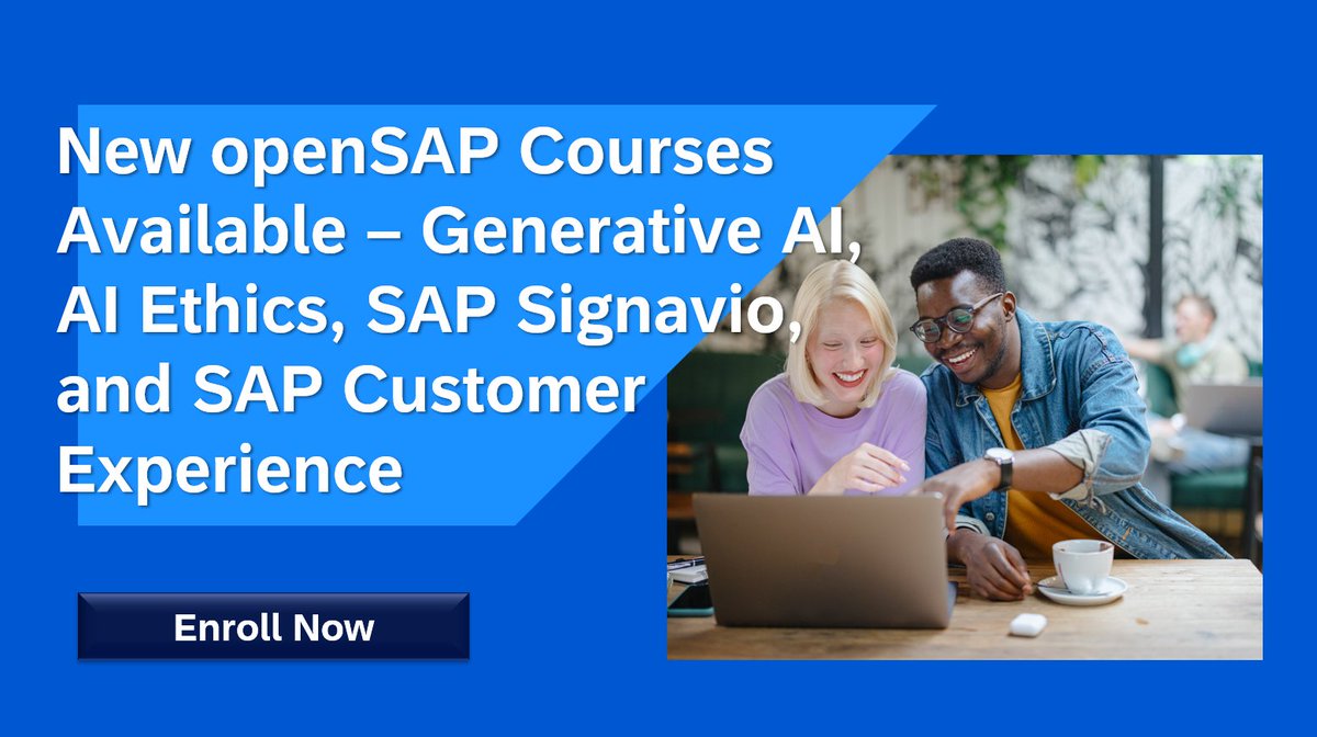 MohdHamed's tweet photo. 🎓 Get ready for new #openSAP courses about #AI! Enroll now through the links below! @SAPCloudERP

Generative AI at SAP: https://t.co/6BhAJFC0Fs

SAP Signavio: https://t.co/dQyPA0Y3tR

SAP Customer Experience: https://t.co/aABcvl241e

AI Ethics at SAP: https://t.co/mCryGVZhQK https://t.co/goZxsOixDM