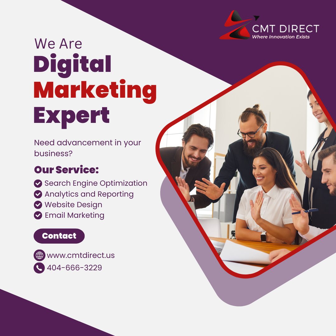 Elevate your online presence with our unrivaled digital marketing expertise! Drive engagement, boost visibility, and unlock the full potential of your brand. Let's turn clicks into clients and dreams into digital reality. 

cmtdirect.us