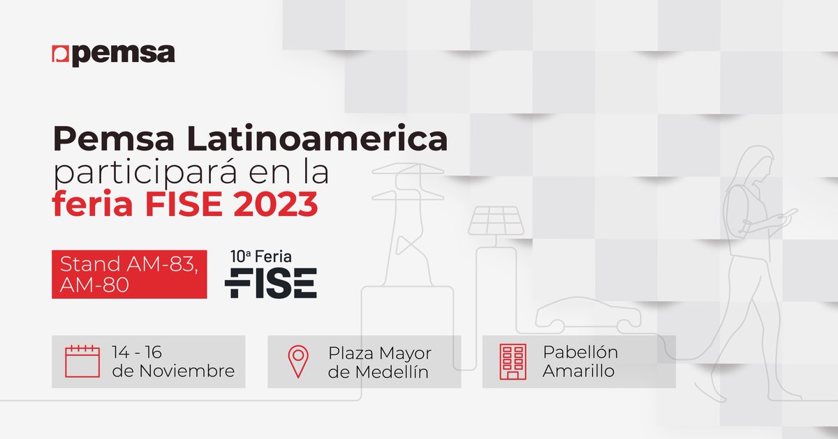 PemsaRejiband's tweet image. 🌐 Participamos en la 10º edición de la Feria Internacional de la Industria Eléctrica @FISE_Colombia

Del 14 al 16 de noviembre, descubre todas nuestras novedades e innovaciones.

📍¡Estamos en la Plaza Mayor de Medellín en los stands AM-83 y AM-80! 
#PemsaLatinoamerica #FISE2023