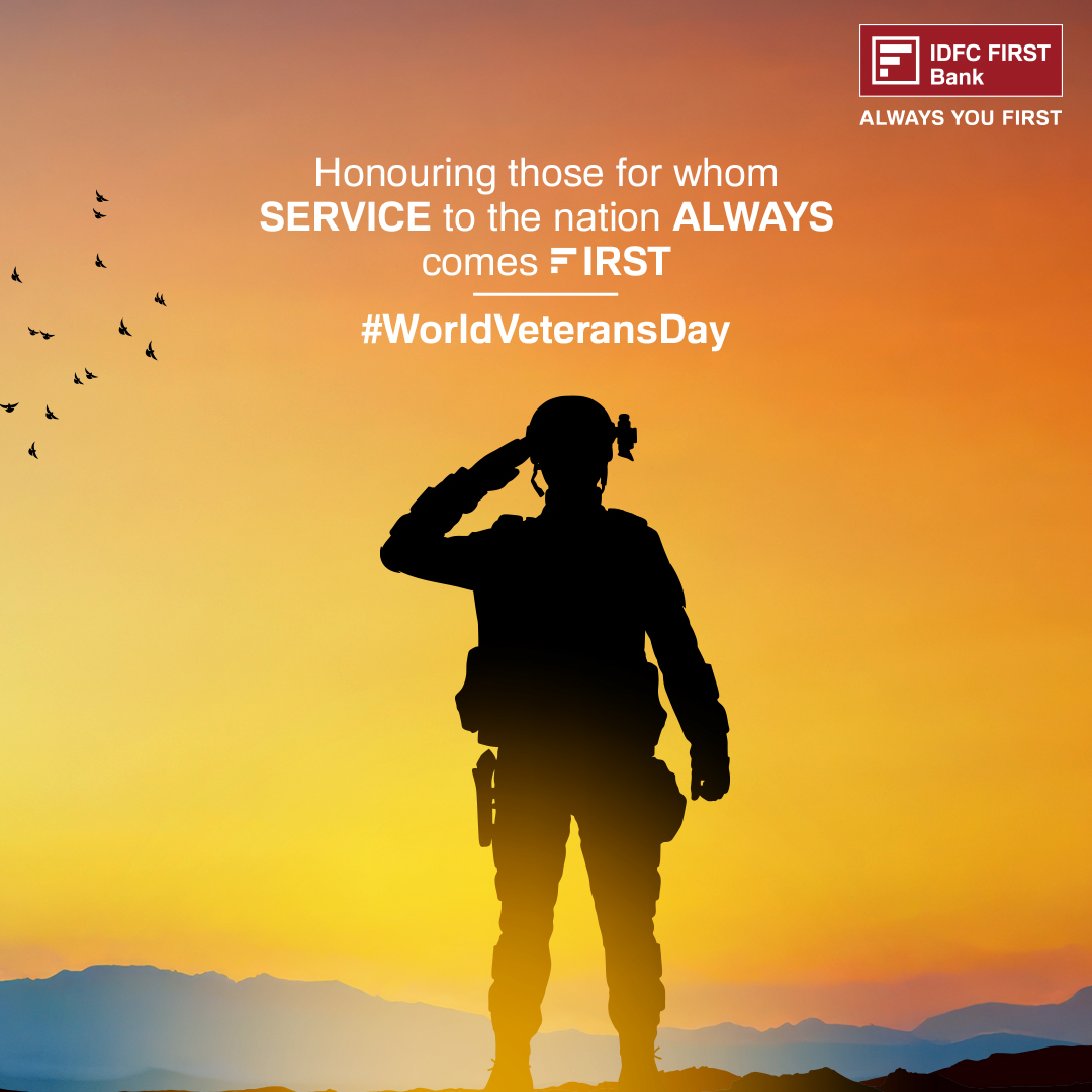This World Veterans Day, let s give credit to the brave hearts for their courageous service. IDFCFIRSTBank AlwaysYouFirst WorldVeteransDay https t.co QANUwcB07X This World Veterans Day, let s give credit to the brave hearts for their courageous service