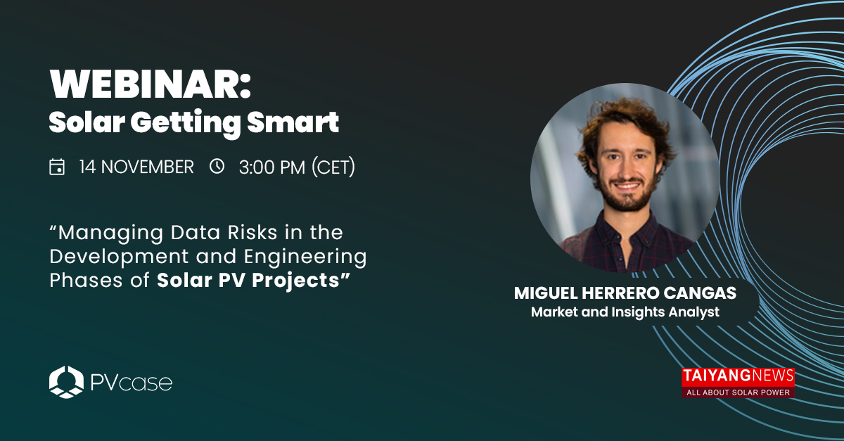 <a href="/SolarPowerMig/">Miguel Herrero ☀️</a> will participate in the <a href="/TaiyangNews/">TaiyangNews - All About Solar</a>  webinar "Solar Getting Smart", on Nov 14, 15:00 -16:30 CET. During the event, he will share his insights on Managing Data Risks in Solar PV Projects' Development &amp; Engineering Phases. 

Register now: taiyangnews.info/solar-getting-…