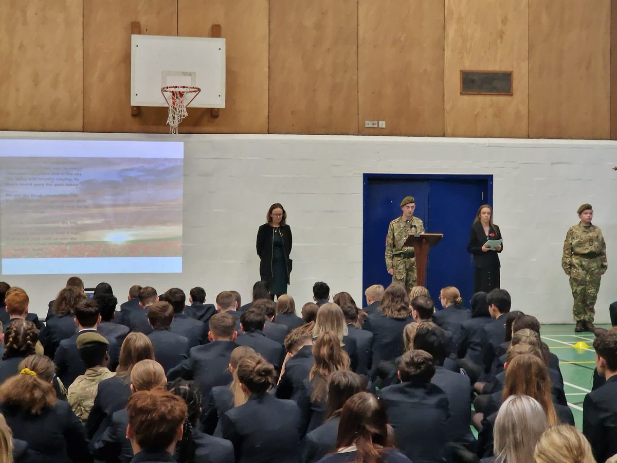 KC1school's tweet photo. Let us remember the service and sacrifice of all those that have defended our freedom. #RemembranceAssembly #PoppyAppeal https://t.co/8RByVTrS6q