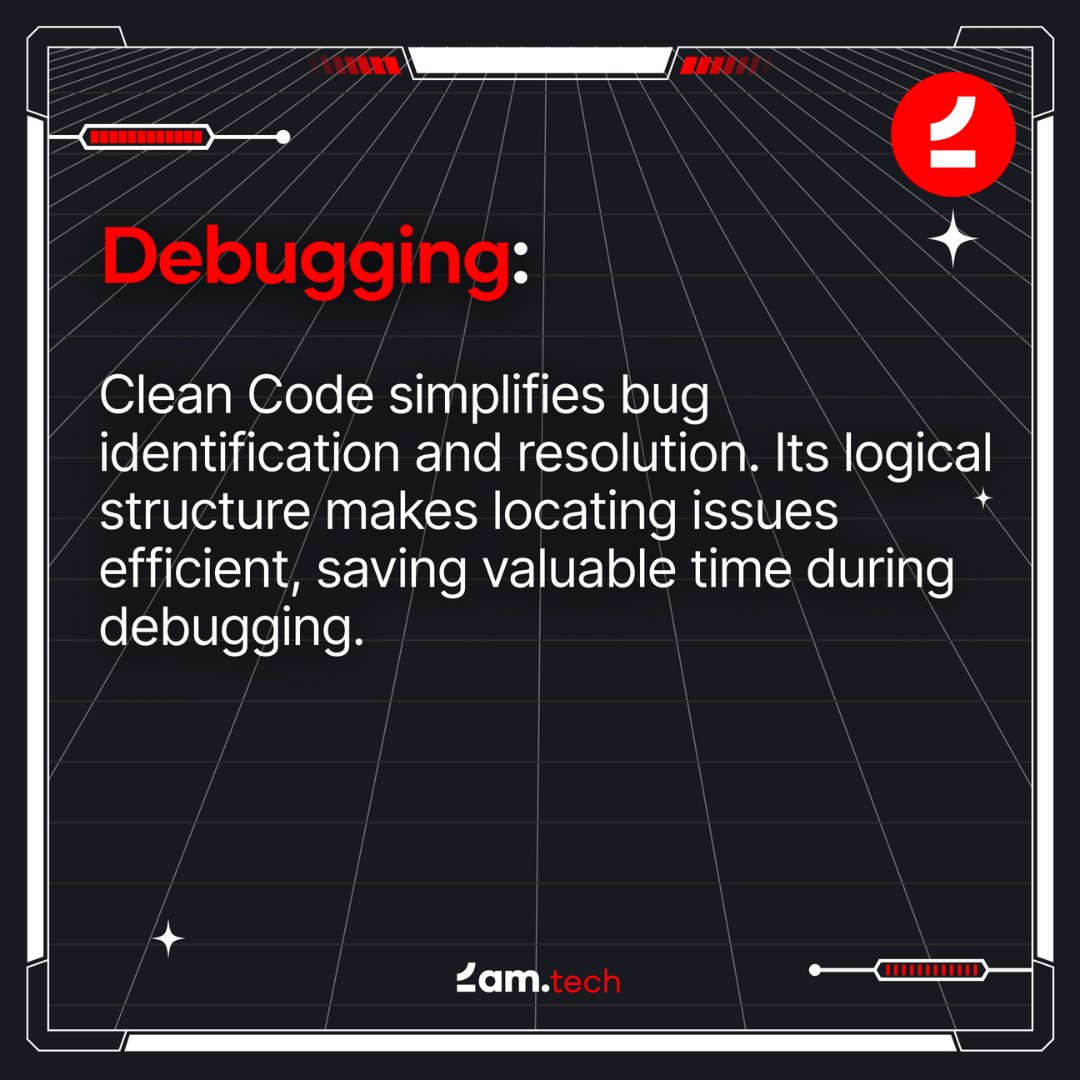 2amtech's tweet image. Writing code that's easy to read, understand, and maintain is crucial for success.
Here are some valuable tips to keep your codebase clean and efficient:
#coding #cleancode #codingbestpractices #softwaredevelopment #tips