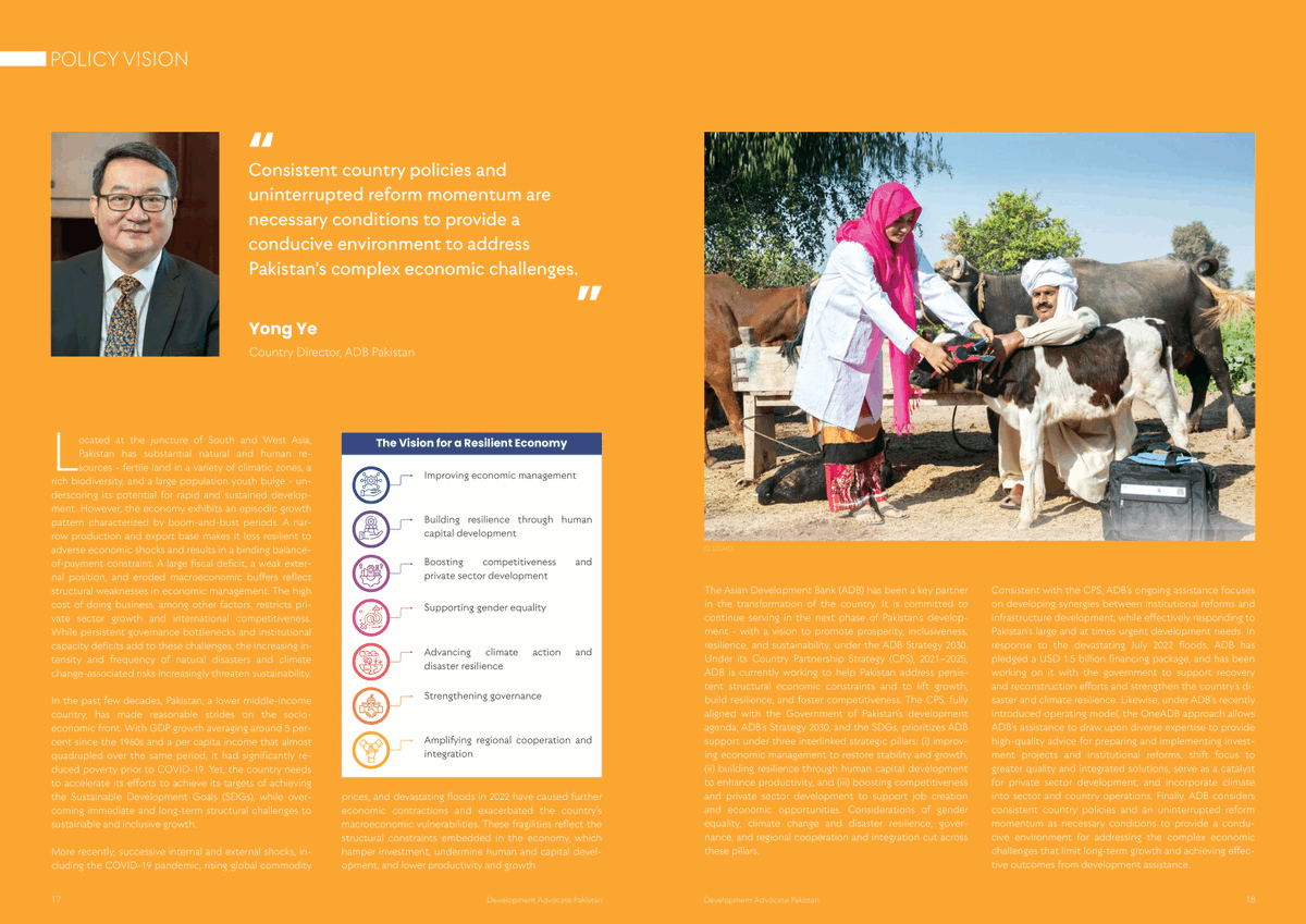 UNDP_Pakistan's tweet photo. "Consistent country policies &amp; uninterrupted reform momentum are necessary conditions to provide aconducive environment to address 🇵🇰's complex economic challenges".
- Yong Ye, Country Director @PakistanADB, in #UNDPinPakistan's latest DAP: https://t.co/SReySyNHo0 https://t.co/Xs7RVTwWQE