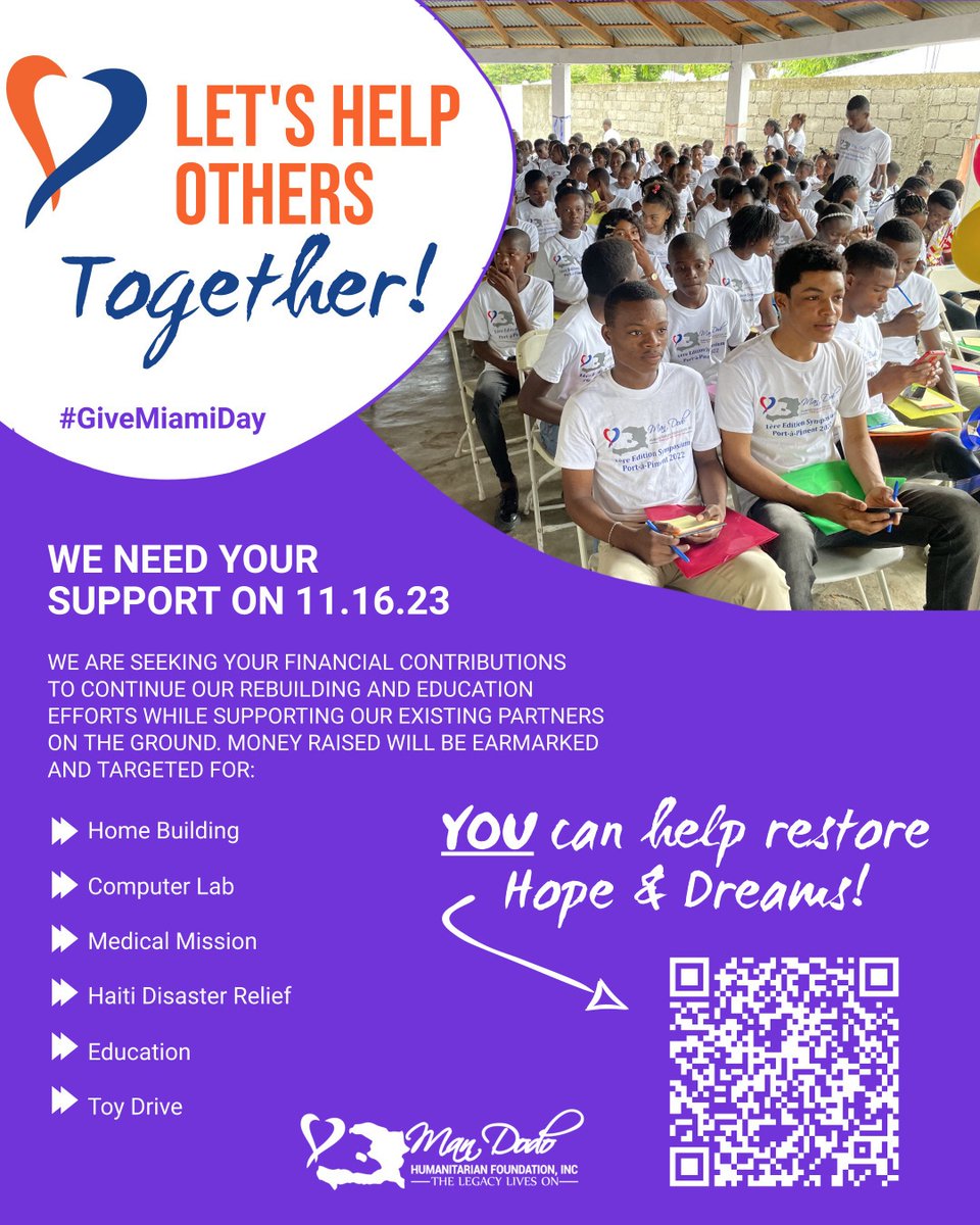 Mark your calendars! 🗓️ Nov 16, 2023 is GIVE MIAMI DAY!

Every donation, big or small, is a step towards rebuilding lives and renewing hope. Imagine what YOUR contribution could do! ✨ 

🔄 Please RESHARE &amp; tag us! Spreading the word is just as impactful as donating.  🙏💛