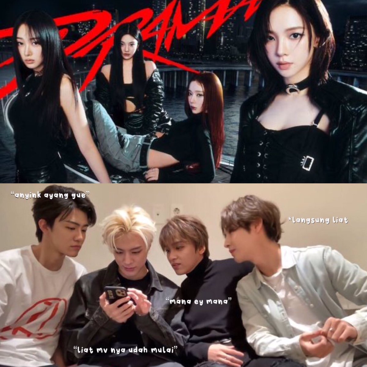 xoxolovey__'s tweet image. reaksi cowok ketika liat mv cewek nya 

00l nct dream x aespa tweet au