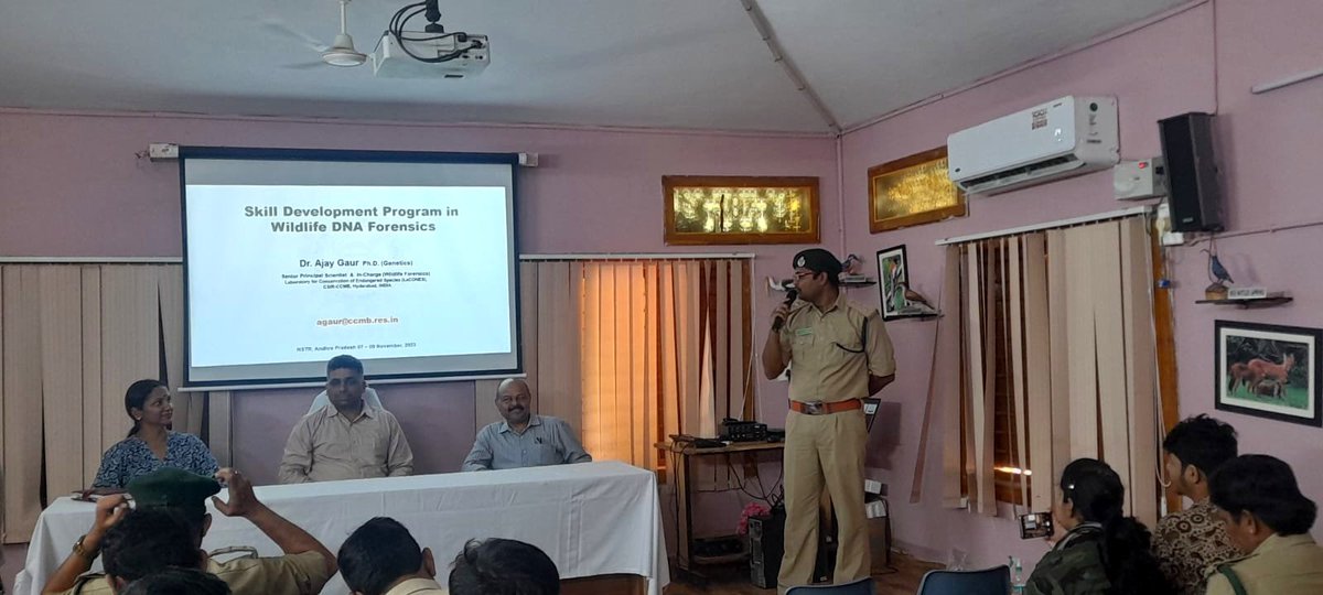Conducted training for frontline staff on 'Wildlife forensics for crime detection & investigation and Scat analysis' for understanding genetic variations in population of wild animals. In collaboration with CCMB- LaCONES, Hyderabad. #NSTR #Nandyal #AndhraPradesh