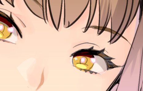 1girl solo eye focus close-up yellow eyes looking at viewer brown hair  illustration images