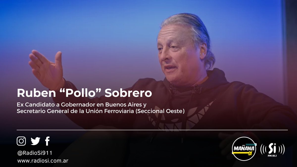 MananaSi911's tweet photo. #AHORA | 📞Entrevista telefónica con @pollosobrero, ex candidato a Gobernador de la Provincia de Buenos Aires y Secretario General de la Unión Ferroviaria Secc. Oeste.

🎙 @LuciaGenovesi &amp; @jmmoure

🔊 @RadioSi911 | https://t.co/EI6Dl8Gddm https://t.co/hrOJWltEGz