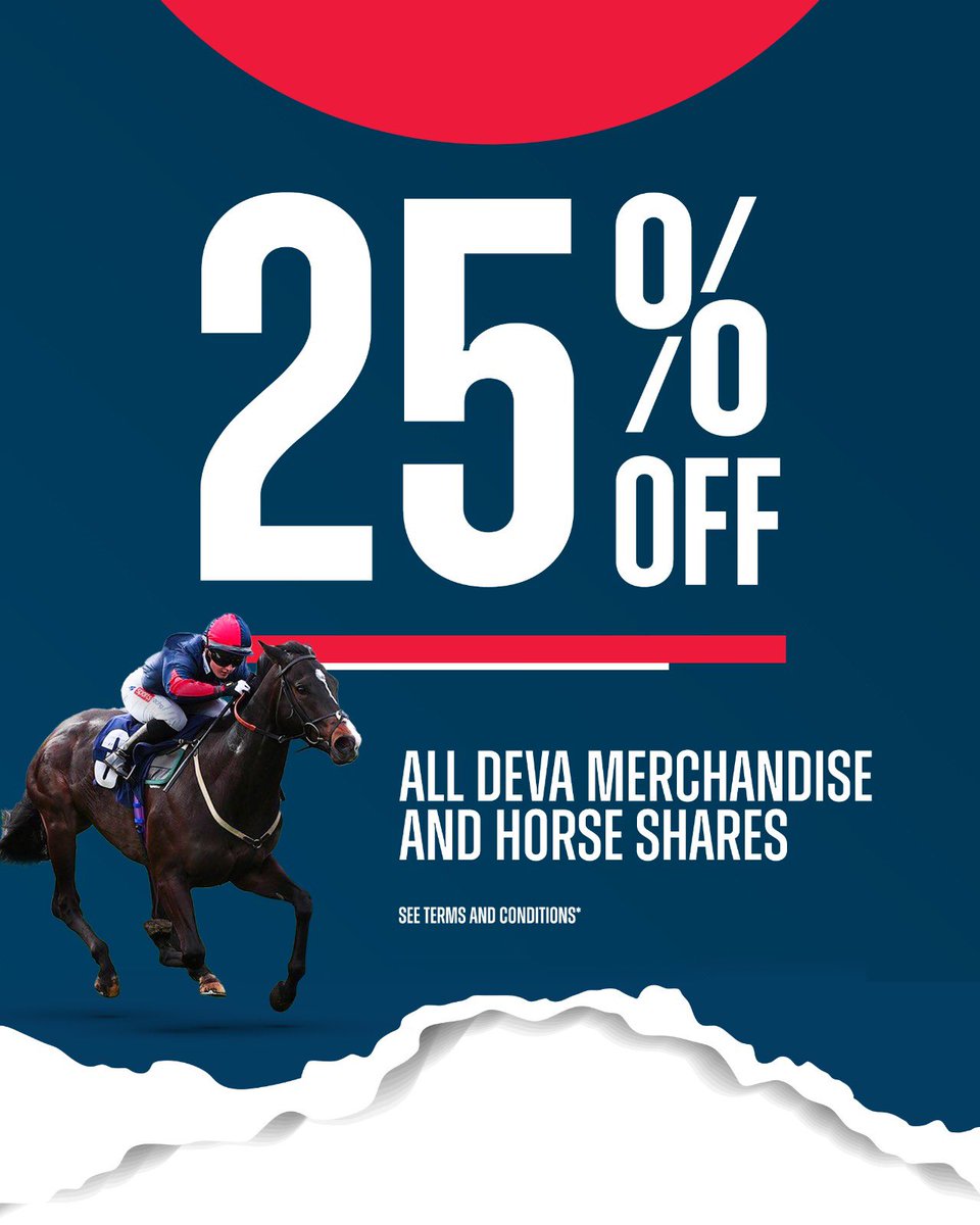 ‼️ 25% 𝑶𝑭𝑭 𝑨𝑳𝑳 𝑰𝑻𝑬𝑴𝑺 ‼️ To celebrate our brand-new website launch, enjoy a fantastic 25% discount on everything, from racehorse shares to merchandise, at devaracing.com. Act fast—this offer is for a limited time only! #DevaRacing