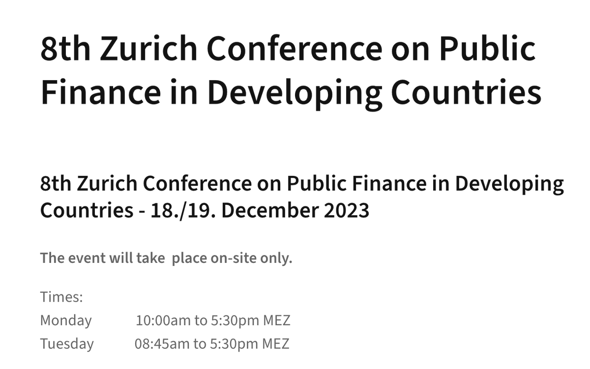 Dina D. Pomeranz 🟣 (@dinapomeranz) on Twitter photo Invitation: research conference on public finance in developing countries <a href="/econ_uzh/">Economics at Zurich</a> (in person).
You can register here (no charge): econ.uzh.ch/en/eventsandse… Invitation: research conference on public finance in developing countries <a href="/econ_uzh/">Economics at Zurich</a> (in person).
You can register here (no charge): econ.uzh.ch/en/eventsandse…