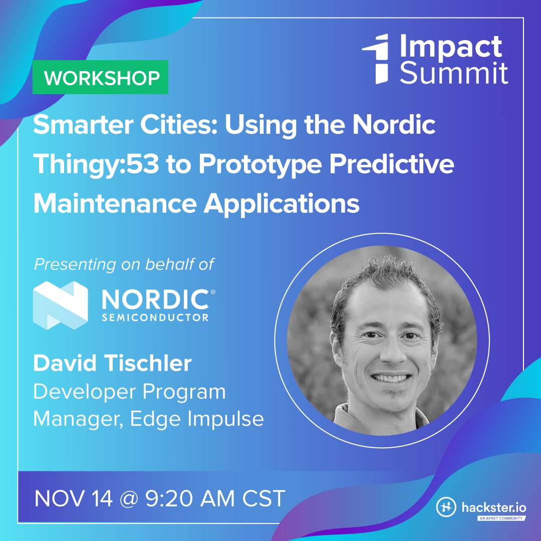 NordicTweets's tweet photo. We're as a Gold Sponsor of @Hacksterio
#ImpactSummit 2023 looking forward to a inspiring event!
Join our workshop led by @david_tischler_ where he'll teach you how #Thingy53 can be used to prototype predictive maintenance applications.
https://t.co/oVv86pdPLT
#HacksterImpact https://t.co/ToTOalLr0M